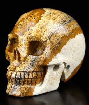 2.0" Picture Jasper Hand Carved Crystal Skull, Realistic, Crystal Healing