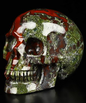 2.0" Dragon Blood Jasper Hand Carved Crystal Skull, Realistic, Crystal Healing
