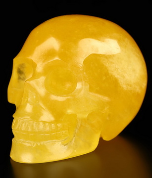 2.0" Beeswax Jade Hand Carved Crystal Skull, Realistic, Crystal Healing