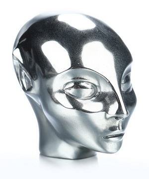 2.0" Hematite Hand Carved Fairy Elf Alien Crystal Skull Companion Sculpture, Crystal Healing