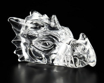 2.0" Quartz Rock Crystal Hand Carved Crystal Dragon Head Skull Sculpture, Crystal Healing