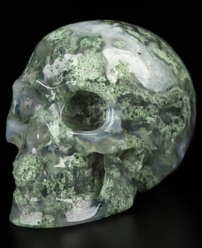 2.0" Green Moss Agate Hand Carved Crystal Skull, Realistic, Crystal Healing