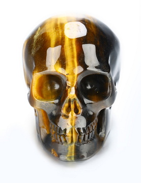 Gemstone 2.0" Blue & Gold Tiger's Eye Hand Carved Crystal Skull, Realistic, Crystal Healing