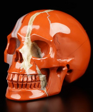 2.0" Red Jasper with Quartz Hand Carved Crystal Skull, Realistic, Crystal Healing