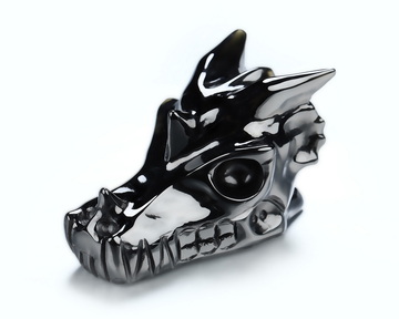 1.9" Black Obsidian Hand Carved Crystal Dragon Skull Sculpture, Crystal Healing