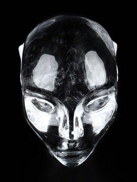 2.0" Quartz Rock Crystal Hand Carved Fairy Elf Alien Crystal Skull Companion Sculpture, Crystal Healing