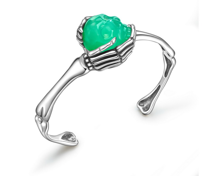 Top Quality Chrysoprase Hand Carved Crystal Skull Bangle, Skull Jewelry