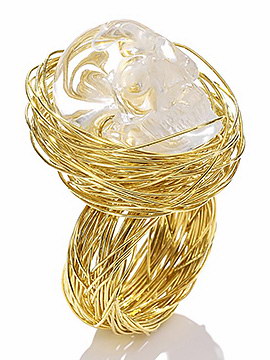 Quartz Rock Crystal Hand Carved Crystal Skull Ring, Skull Jewelry