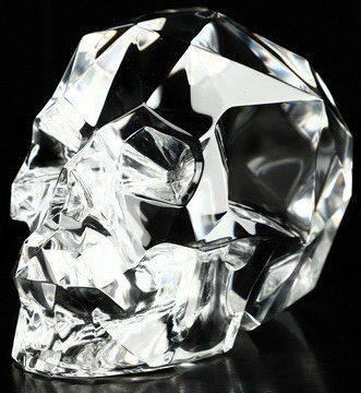 5.1" Faceted K9 Crystal Hand Carved Crystal Skull Sculpture, Crystal Healing