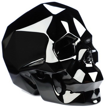 5.0" Faceted Black Obsidian Hand Carved Crystal Skull Sculpture, Crystal Healing