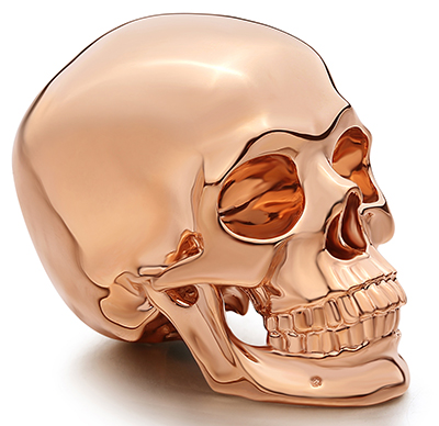 New! 1.2" 18K Rose-Gold Hand Carved Crystal Skull, Super Realistic, Crystal Healing