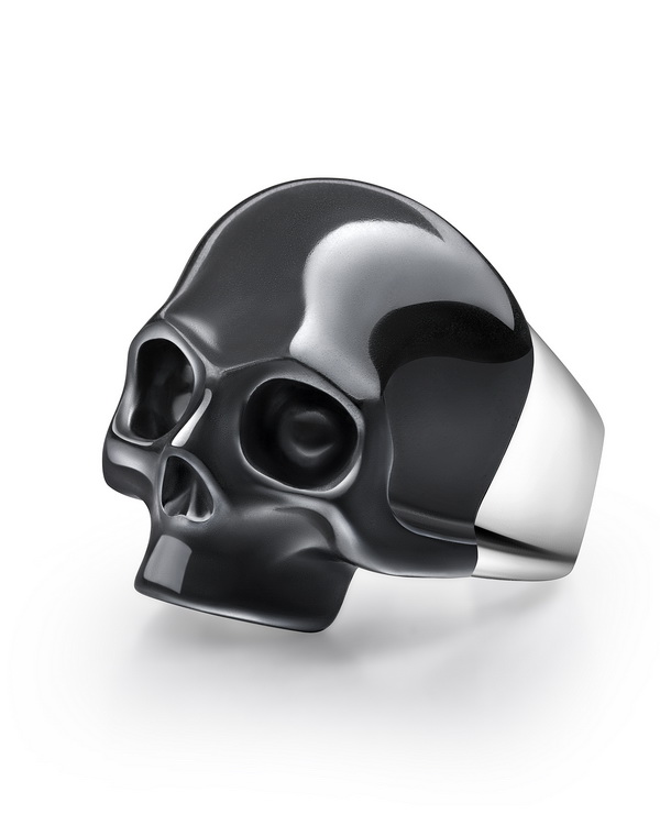 Signature Gem Skull Ring, Hematite Carved Crystal Skull and 925 Sterling Silver Jewelry