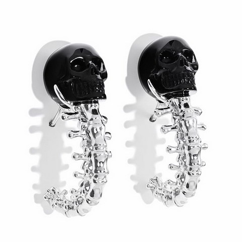 Black Obsidian Hand Carved Crystal Skull Earrings, Skull Jewelry