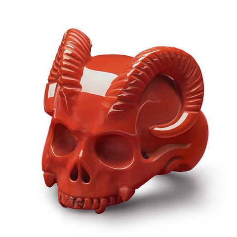 Red Jasper Hand Carved Crystal Skull Ring, Skull Jewelry