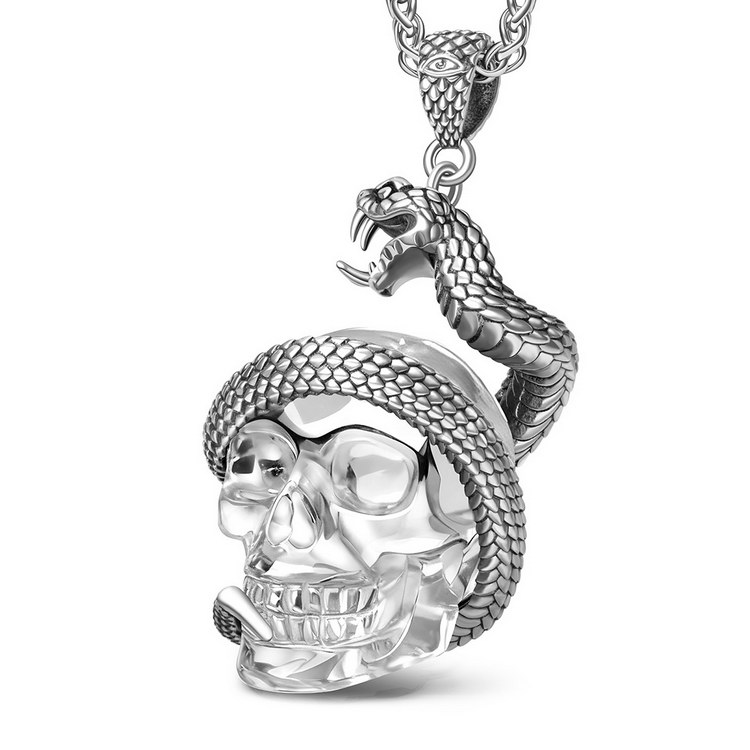 Necklace of 1.5" Quartz Rock Crystal Hand Carved Crystal Skull Pendant, Skull Jewelry