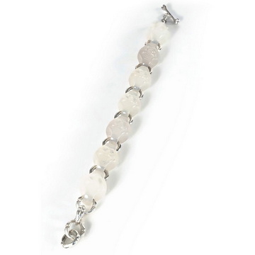 Carpe Diem - Agate Hand Carved Crystal Skull Bracelet, Adjustable Size, Skull Jewelry