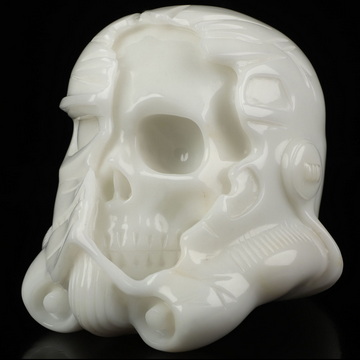 Storm Troopers - 4.9" White Jade Hand Carved Crystal Fine Art Sculpture, Crystal Healing