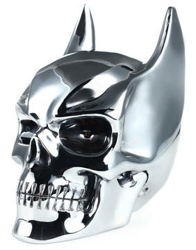 5.0" Tera-hertz Hand Carved Batman Crystal Skull Fine Art Sculpture, Crystal Healing