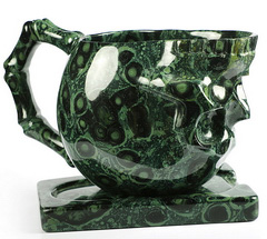 6.3" Kambaba Jasper Carved Crystal Skull Cup, 10.5 OZ