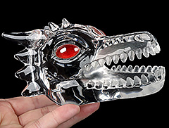 5.3" K9 Crystal Carved Crystal Dragon Skull, Crystal Healing
