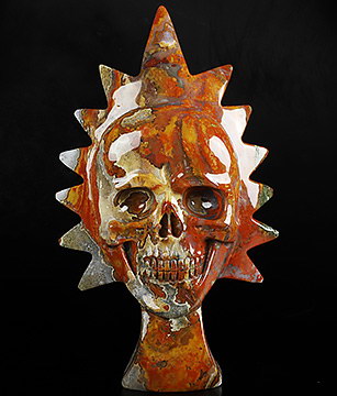 Origianl 9.8" Indian Agate Carved Crystal Skull, Crystal Healing