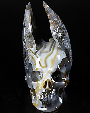 Amazing 7.3" Agate Geode Carved Crystal Skull & Wing, Crystal Healing