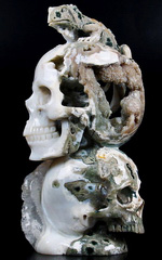 Apr 6, 2015 ACSAD (A Crystal Skull a Day) - Natural Instinct - Ocean Jasper Geode Carved Crystal Skulls with Lizard Sculpture