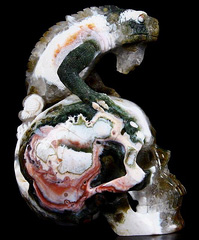 RARE 6.2" Ocean Jasper Carved Crystal Skull Sculpture
