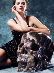 World's Largest Crystal Skull, 28.7" Fluorite Carved Crystal Skull, Super Realistic