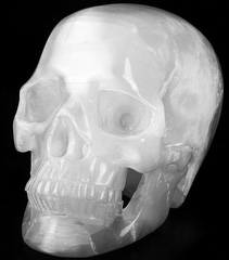 AMAZING Flash GIANT 12.2" SELENITE Carved Crystal Skull, Super Realistic