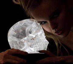 Transparent 7.9" Clear Quartz Rock Crystal Carved Crystal Skull, Super Realistic