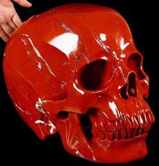 TITAN 12.6" Red Jasper Carved Crystal Skull, Super Realistic