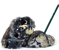 Sept 6, 2014 ACSAD (A Crystal Skull a Day) - Volcanic Inkwell - Agate Amethyst Geode Carved Crystal Skulls Sculpture