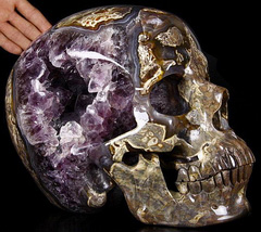 AMAZING Amethyst Geode Titan 10.8" Dinosaur Egg Agate Carved Crystal Skull