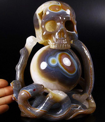 Dec 11, 2014 ACSAD (A Crystal Skull a Day) - The Serpent’s Egg - Agate Geode Carved Crystal Skull, Sphere, and Snake with Ruby Eyes Sculpture