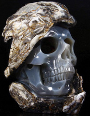 Aug 12, 2014 ACSAD (A Crystal Skull a Day) - Strong and Brave Eagle and Skull from the Desert - Agate Geode Carved Crystal Skull Sculpture