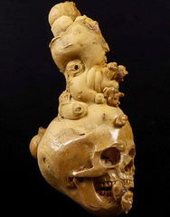 July 16, 2014 ACSAD (A Crystal Skull a Day) - Punk Skull - Limestone Formation Carved Crystal Skull Sculpture