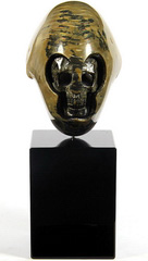 Aug 24, 2014 ACSAD (A Crystal Skull a Day) - War God Skull - Nautiloidea Fossil Carved Crystal Skull with Black Obsidian Stand Sculpture