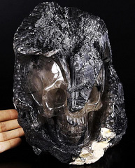 Feb 7, 2015 ACSAD (A Crystal Skull a Day) - The Champion of Fortitude - Black Tourmaline Crystal with Quartz Carved Crystal Skull Sculpture