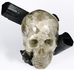 Jan 2, 2015 ACSAD (A Crystal Skull a Day) - Gifted - Black Tourmaline Crystals with Quartz Carved Crystal Skull Sculpture