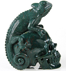 Jan 13, 2015 ACSAD (A Crystal Skull a Day) - Life Is What You Make It - Bloodstone Carved Crystal Skull with Chameleon Sculpture