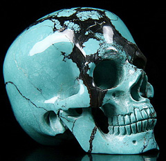 Gemstone 2.1" Turquoise Carved Crystal Skull, Super Realistic