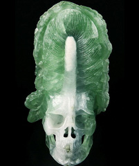 Feb 6, 2015 ACSAD (A Crystal Skull a Day) - One Good Deed - Blue and Green Fluorite Carved Crystal Skull with Feather Sculpture