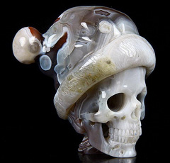 Dec 25, 2014 ACSAD (A Crystal Skull a Day) - Holiday Cheer - Mozambique Agate Carved Crystal Skull with Spine and Stocking Cap Sculpture