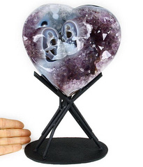 Feb 14, 2014 ACSAD (A Crystal Skull a Day) - Be Mine Valentine - Amethyst Agate Geode Carved Crystal Skulls Heart Sculpture with Stand
