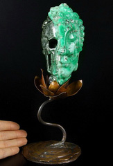 Apr 20, 2015 ACSAD (A Crystal Skull a Day) - Lotus Spirit - Emerald Carved Buddha and Crystal Skull with Brass Lotus Stand