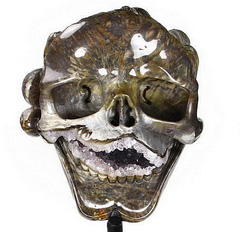 Apr 24, 2015 ACSAD (A Crystal Skull a Day) - Laughter - Dinosaur Egg Agate Amethyst Geode Carved Crystal Skull Sculpture with Stand