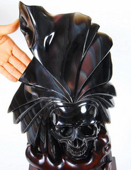 May 29, 2015 ACSAD (A Crystal Skull a Day) - Rainbow Shaman - Rainbow Obsidian Carved Crystal Skull Sculpture with Wooden Stand