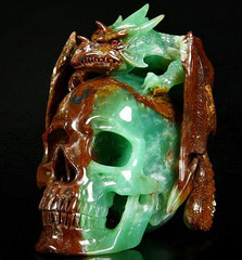 May 24, 2015 ACSAD (A Crystal Skull a Day) - Nature's Way - Chrysoprase Carved Crystal Skull and Dragon with Ruby Eyes Sculpture