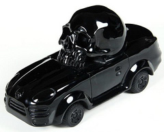 Cruising - Black Obsidian Carved Crystal Skull and Car Sculpture